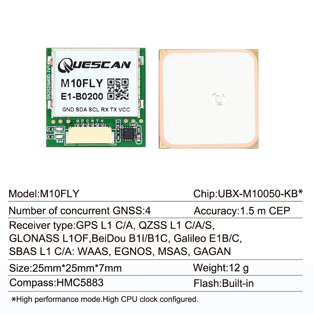Quescan 25mm*25mm M10FLY 10Hz  - đánh giá và giá Fishing Gps
