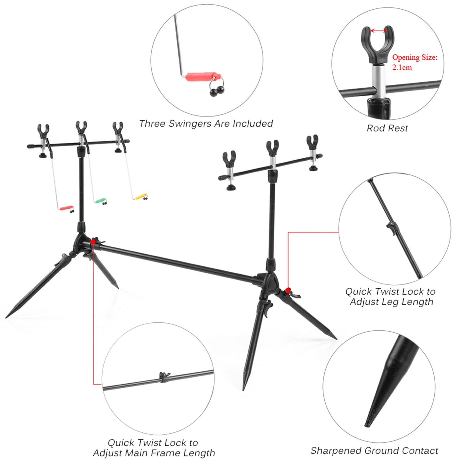 Lixada 3-in-1 Fishing Rod Pod  - đánh giá và giá Fish Alarm
