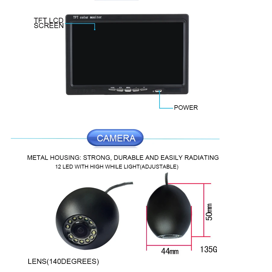 20m Cable  7'' 1000TVL HD Wate - đánh giá và giá Fishing Camera